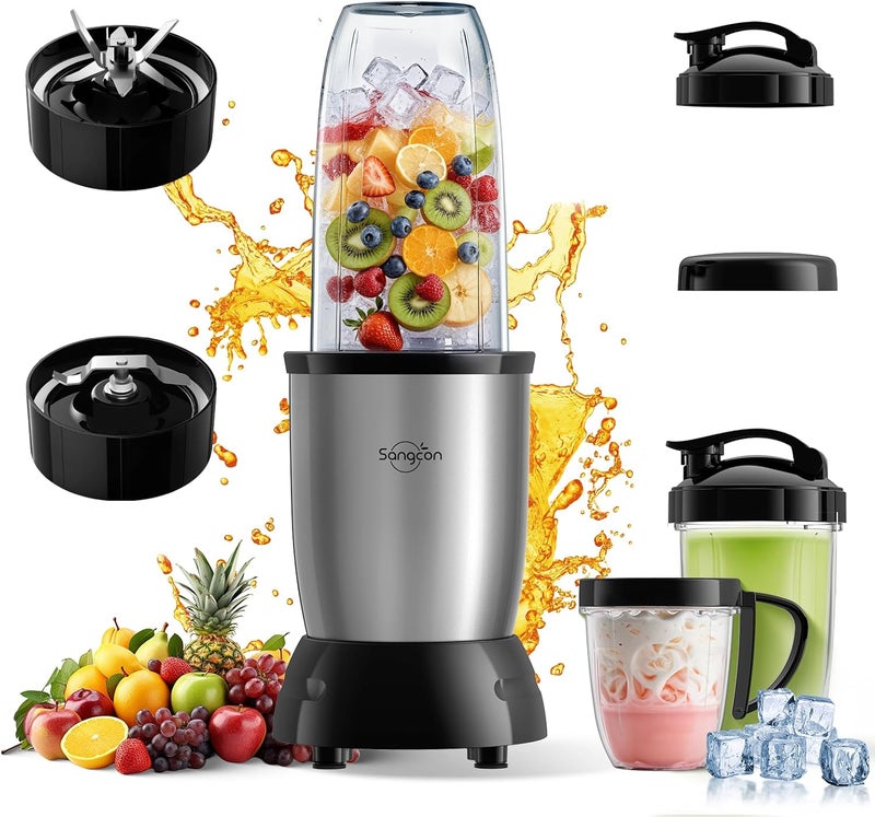 sangcon 1000w Smoothie Blender for Kitchen, Blender for Smoothies, with 24oz/19oz/10oz Bpa-Free Cups – Upgraded Portable Personal Blenders for Shakes, Frozen fruit, Baby Food, Spice Grinding & More - Image 1
